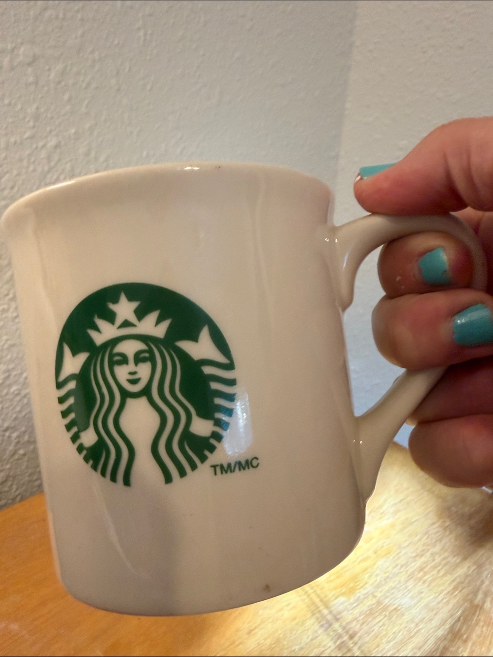 STARBUCKS 2013 14oz. Cream Ceramic Mug with Green Logo